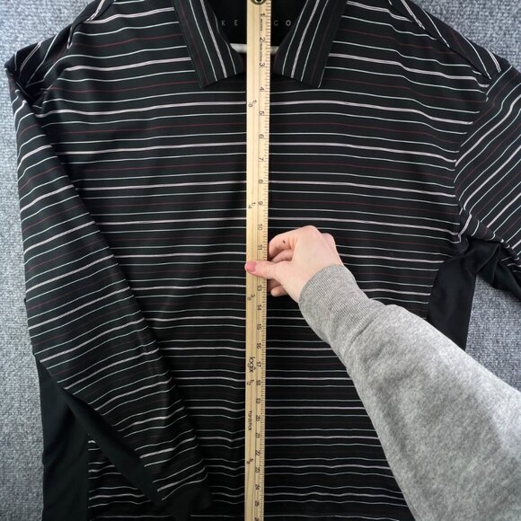 Nike Golf Mens Long Sleeve Stretch Spandex Polo Shirt XL Striped Black Red White - Picture 2 of 14